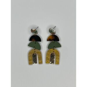 "Trendy Geometric Drop Earrings - Multicolor Abstract Design"